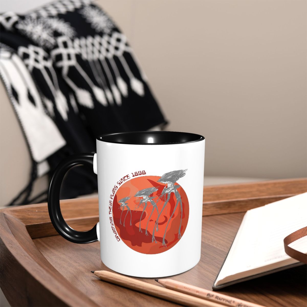 Draw Coffee And Tea - 1898年以来、ワールド・オブ・ザ・ワールズの図面が描かれたマグカップ 面白いセラミックコーヒーカップ ティーカップ ミルクカップ ドリンクウェア 友達へのギフト