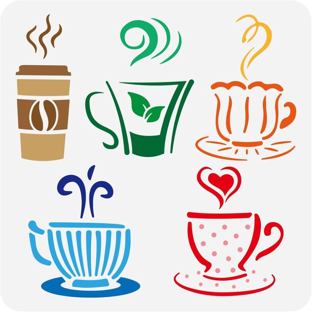 ホットドリンク用ペイントステンシル 11.8x11.8インチ - Draw Coffee And Tea のレビューと価格
