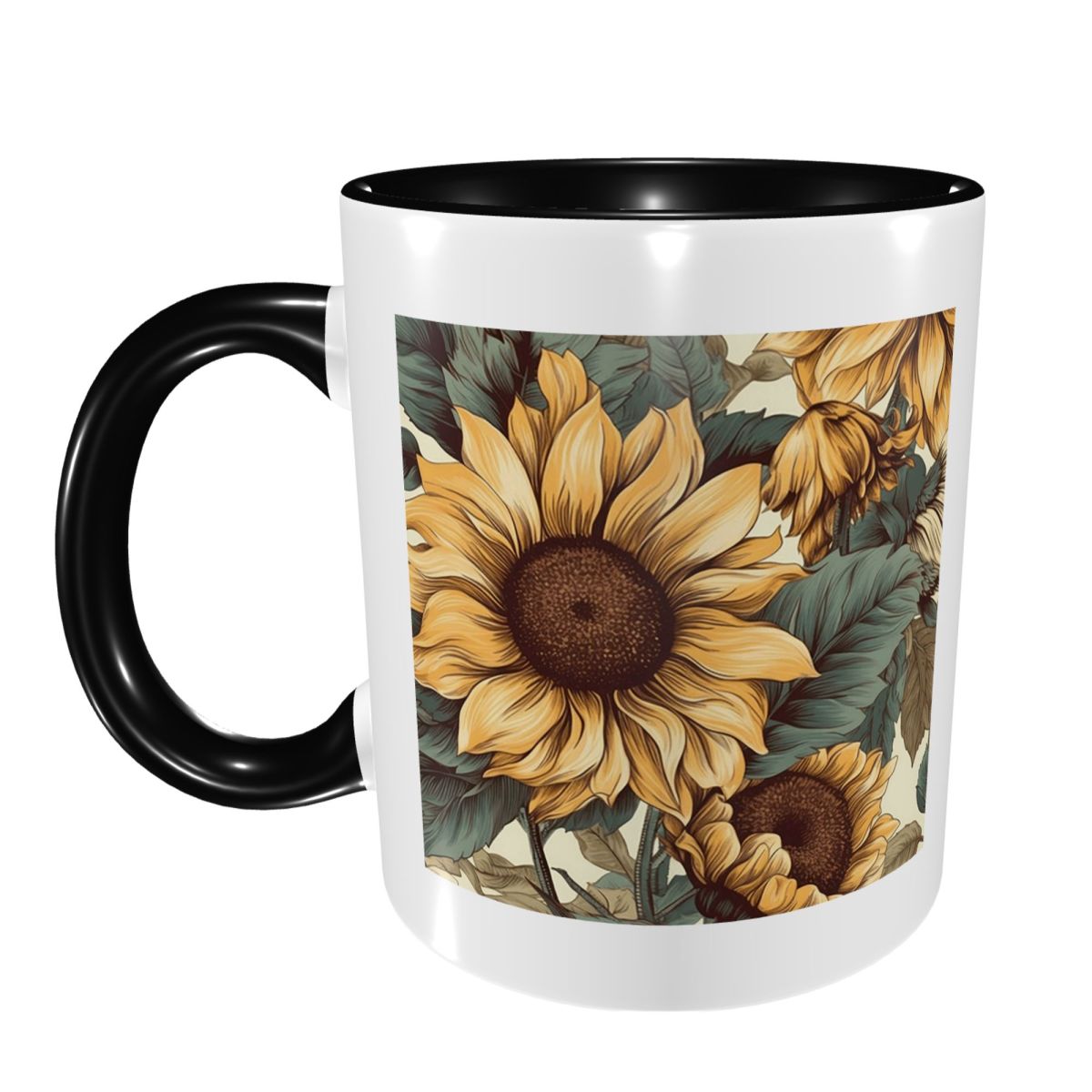黄金のひまわりの群れヴィンテージ植物図画マグカップ面白いセラ - Draw Coffee And Tea のレビューと価格