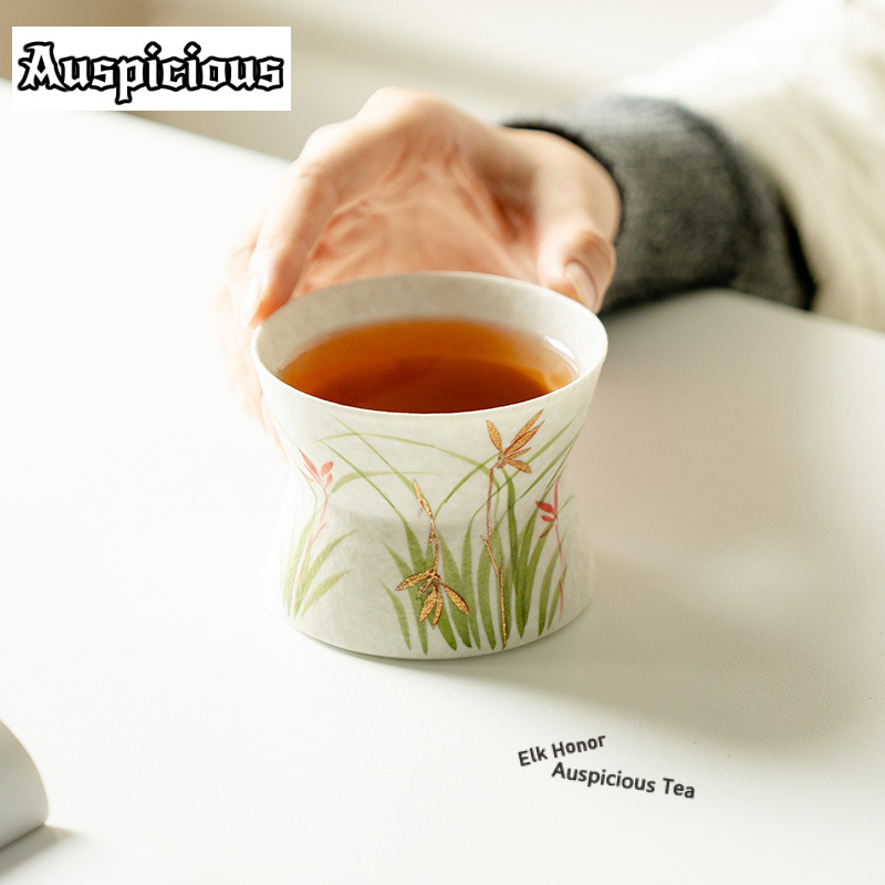 180ml ゴールド描画手描き蘭ウエストコーヒーマグホットチ - Draw Coffee And Tea のレビューと価格