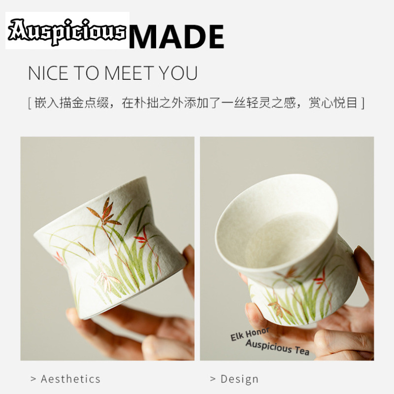 180ml ゴールド描画手描き蘭ウエストコーヒーマグホットチ - Draw Coffee And Tea のレビューと価格