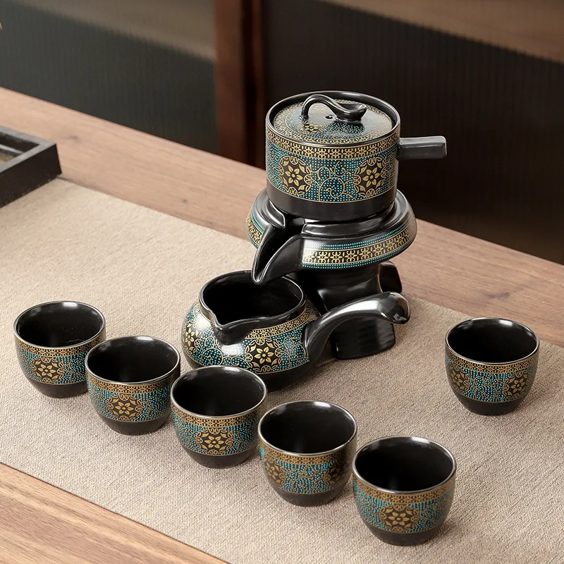 家庭用ティーセットクリエイティブリビングルーム半自動回転カン - Gongfu Tea Set のレビューと価格