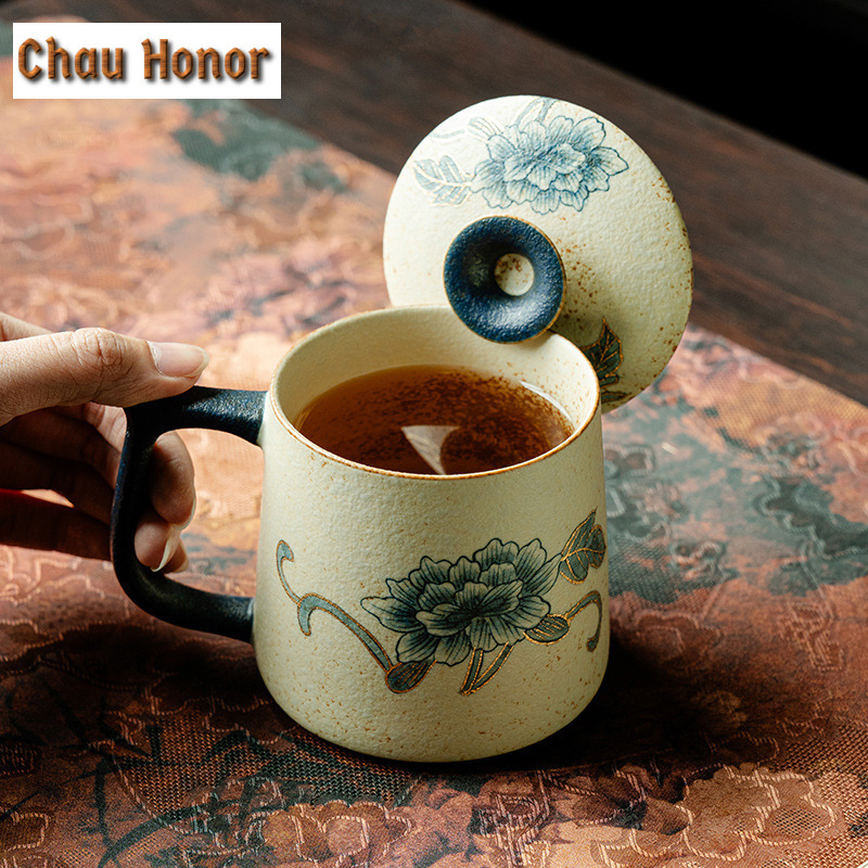 330 ミリリットル青と白のフリントレッドマグ手作りゴールド - Draw Coffee And Tea のレビューと価格