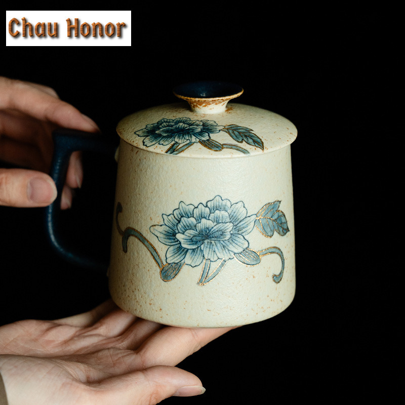 330 ミリリットル青と白のフリントレッドマグ手作りゴールド - Draw Coffee And Tea のレビューと価格