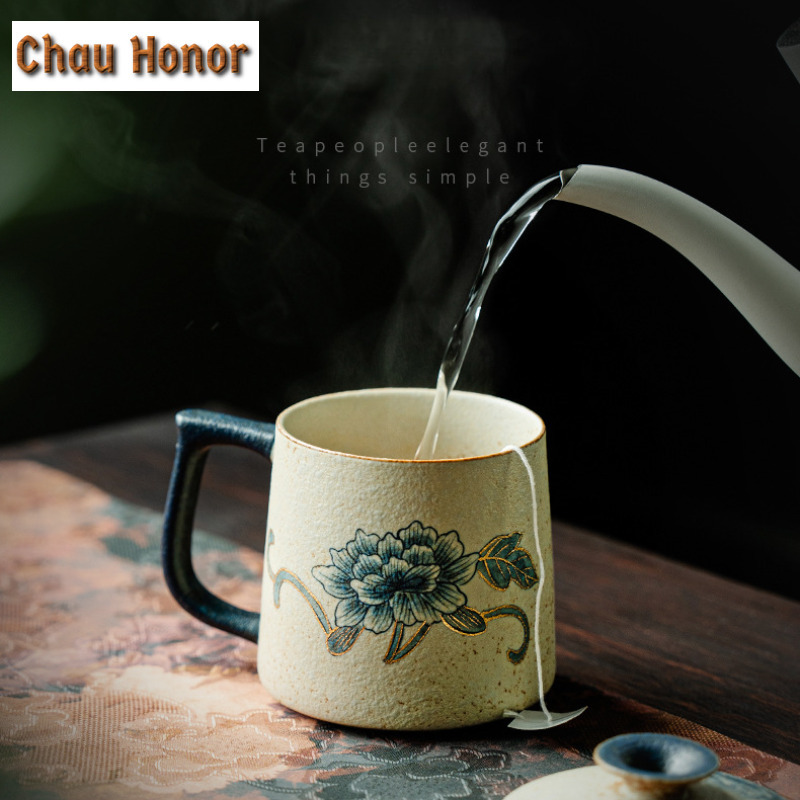 330 ミリリットル青と白のフリントレッドマグ手作りゴールド - Draw Coffee And Tea のレビューと価格