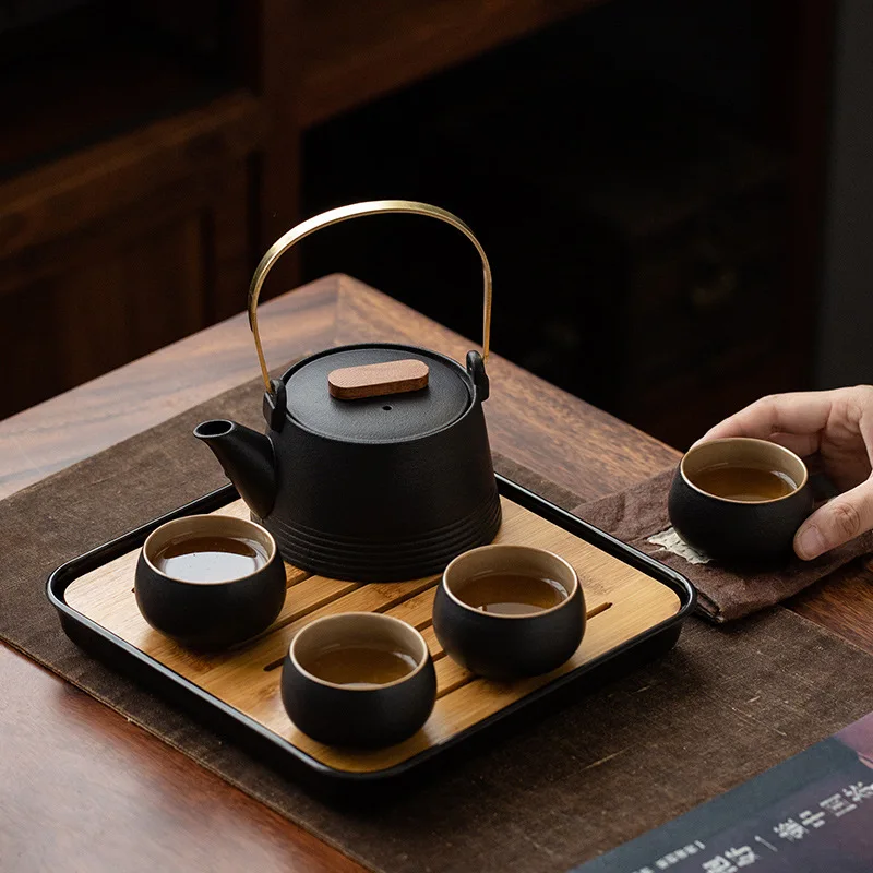 品質の中国茶セットハンドヘルド黒セラミックティーポットティー - Gongfu Tea Set のレビューと価格