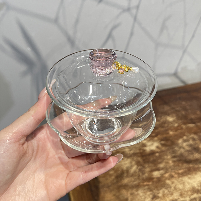 ピンク高ホウケイ酸ガラス Gaiwan 茶セット手作り Sa - Gongfu Tea Set のレビューと価格