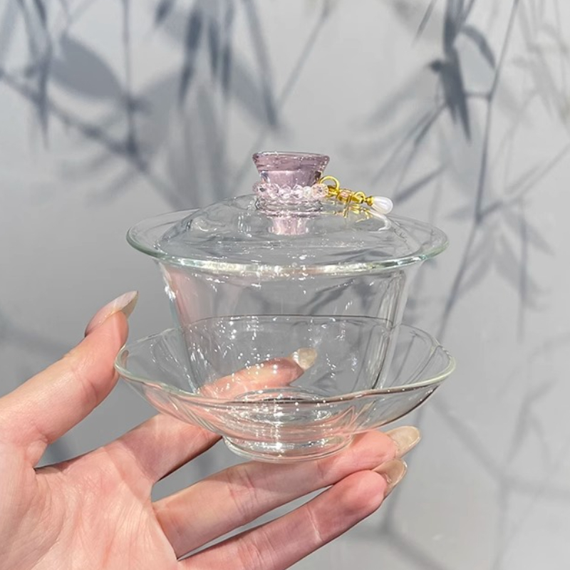 ピンク高ホウケイ酸ガラス Gaiwan 茶セット手作り Sa - Gongfu Tea Set のレビューと価格