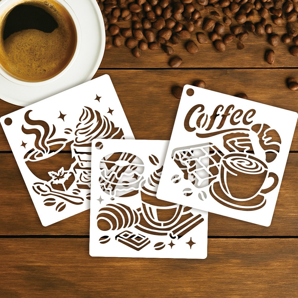 10種類のデザインのコーヒー用ステンシル10枚セット、デザー - Draw Coffee And Tea のレビューと価格
