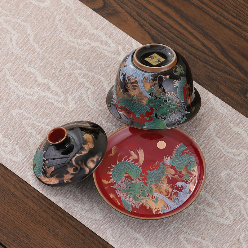 クリエイティブレトロセラミックガイワンセットティーカップボウ - Gongfu Tea Set のレビューと価格
