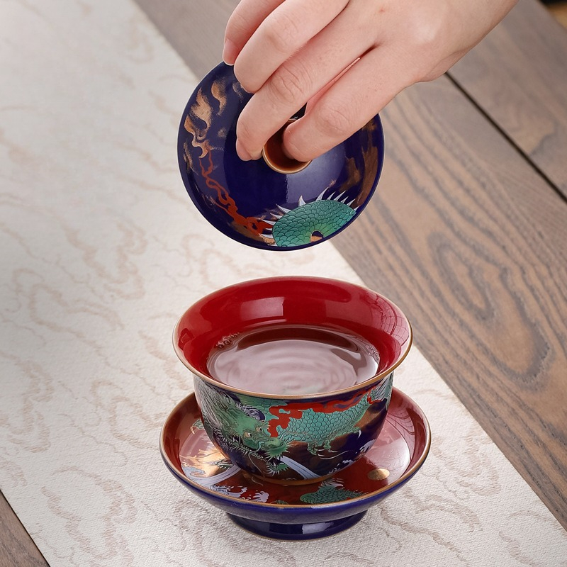 クリエイティブレトロセラミックガイワンセットティーカップボウ - Gongfu Tea Set のレビューと価格