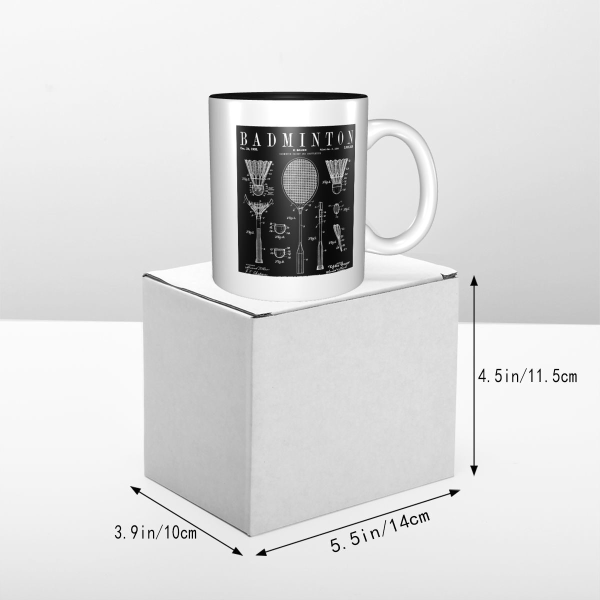 バドミントン古いヴィンテージ特許図面プリントマグ面白いセラミ - Draw Coffee And Tea のレビューと価格