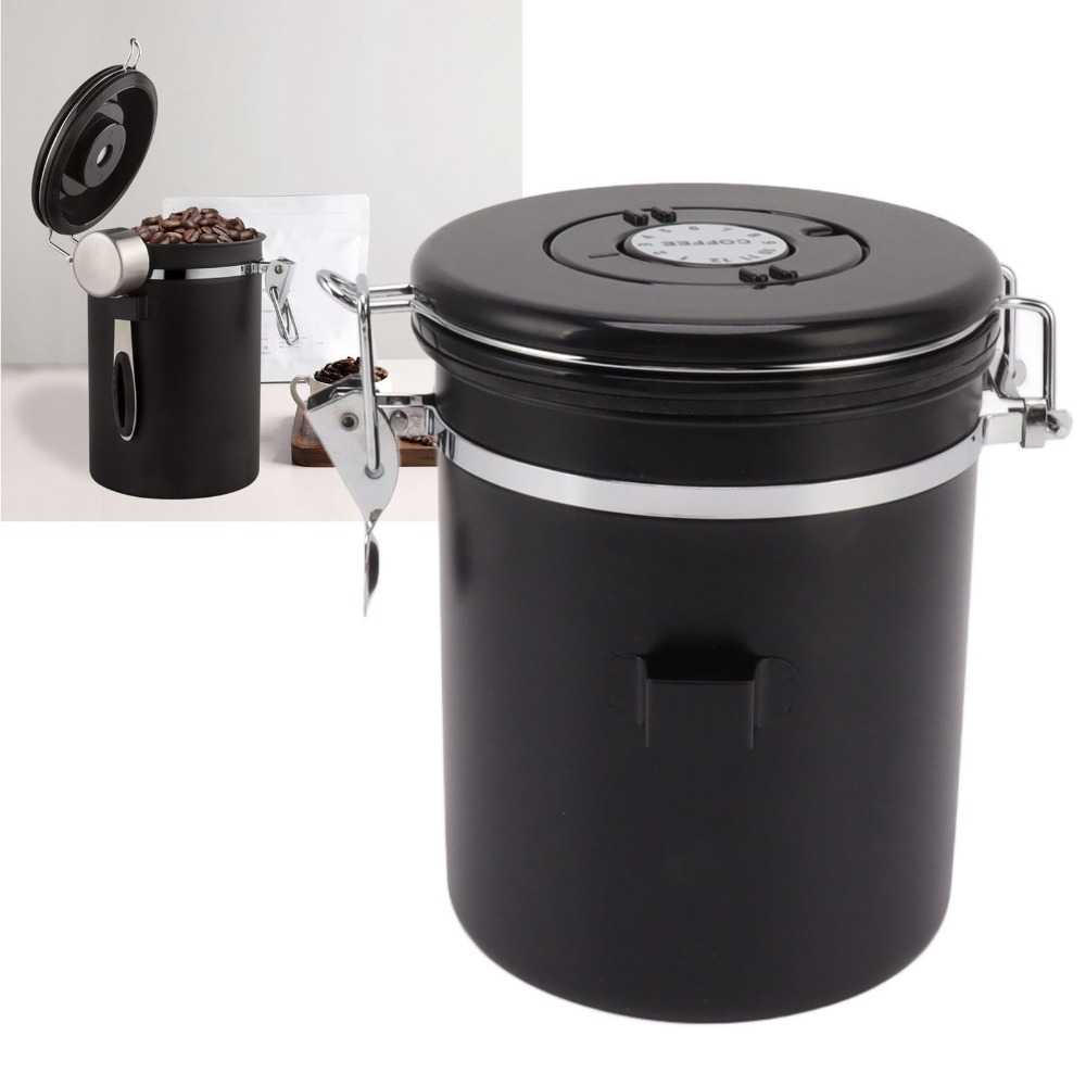 耐久性のある304ステンレス製コーヒー豆保存容器 1.2L  - Coffee Tea Leaf And Bean のレビューと価格