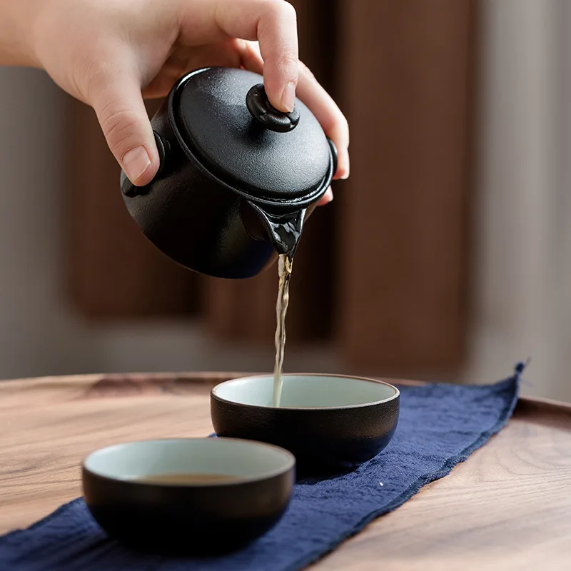 高級黒陶器 1ポット2カップ 茶器セット 携帯用 旅行 家庭 - Coffee Tea Bags のレビューと価格