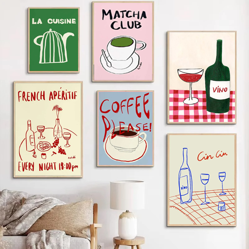 1PC フレームレス装飾アートプリント、カラフルな図面抽象ア - Draw Coffee And Tea のレビューと価格