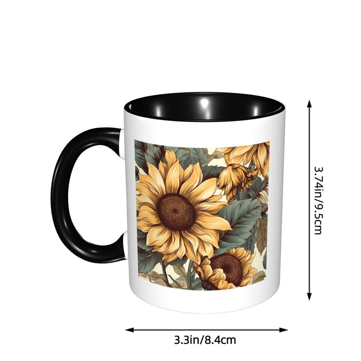 黄金のひまわりの群れヴィンテージ植物図画マグカップ面白いセラ - Draw Coffee And Tea のレビューと価格