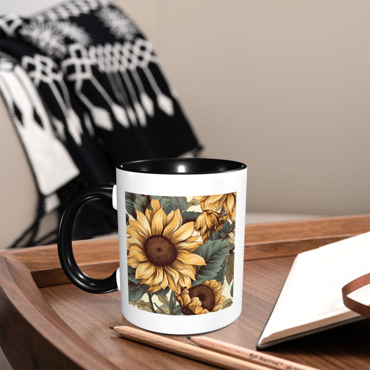 黄金のひまわりの群れヴィンテージ植物図画マグカップ面白いセラ - Draw Coffee And Tea のレビューと価格