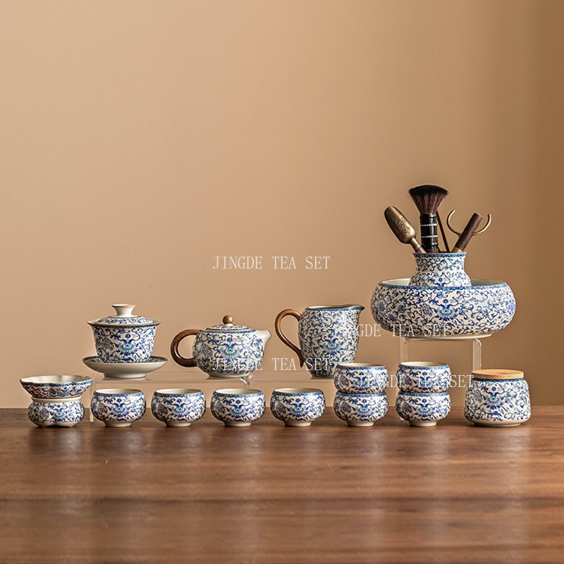 Ru Kiln Gongfu茶器セット、連動式蓮華模様の陶磁 - Gongfu Tea Set のレビューと価格