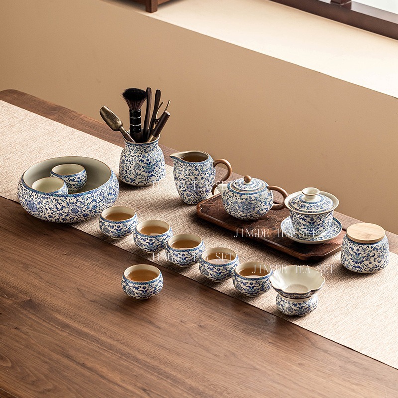 Ru Kiln Gongfu茶器セット、連動式蓮華模様の陶磁 - Gongfu Tea Set のレビューと価格