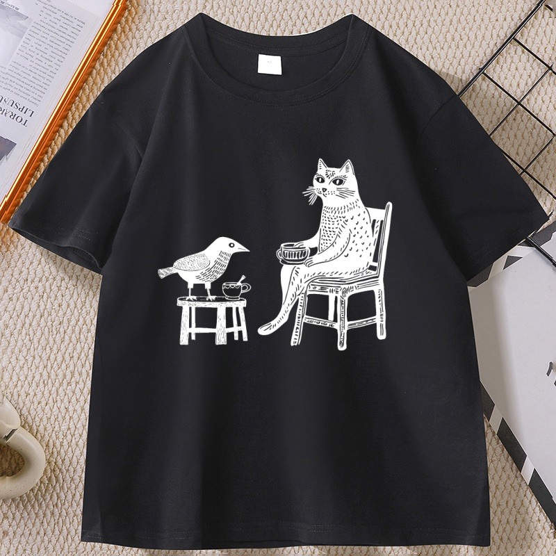 友達と一緒にコーヒーと紅茶を飲むグラフィック Tシャツ女性用 - Draw Coffee And Tea のレビューと価格