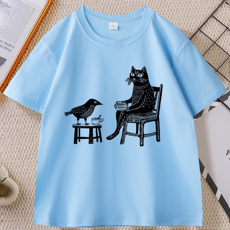 友達と一緒にコーヒーと紅茶を飲むグラフィック Tシャツ女性用 - Draw Coffee And Tea のレビューと価格